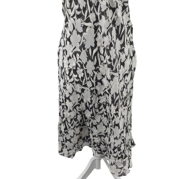 ANN TAYLOR! PURE SILK! CHEMISE STYLE BROWN & CREAM FLORAL STRAPLESS DRESS! SZ 10 - Picture 4 of 12